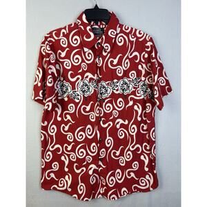 Pineapple Connection Hawaiian Shirt Men Medium Red Tropical Beach Vacation Dad